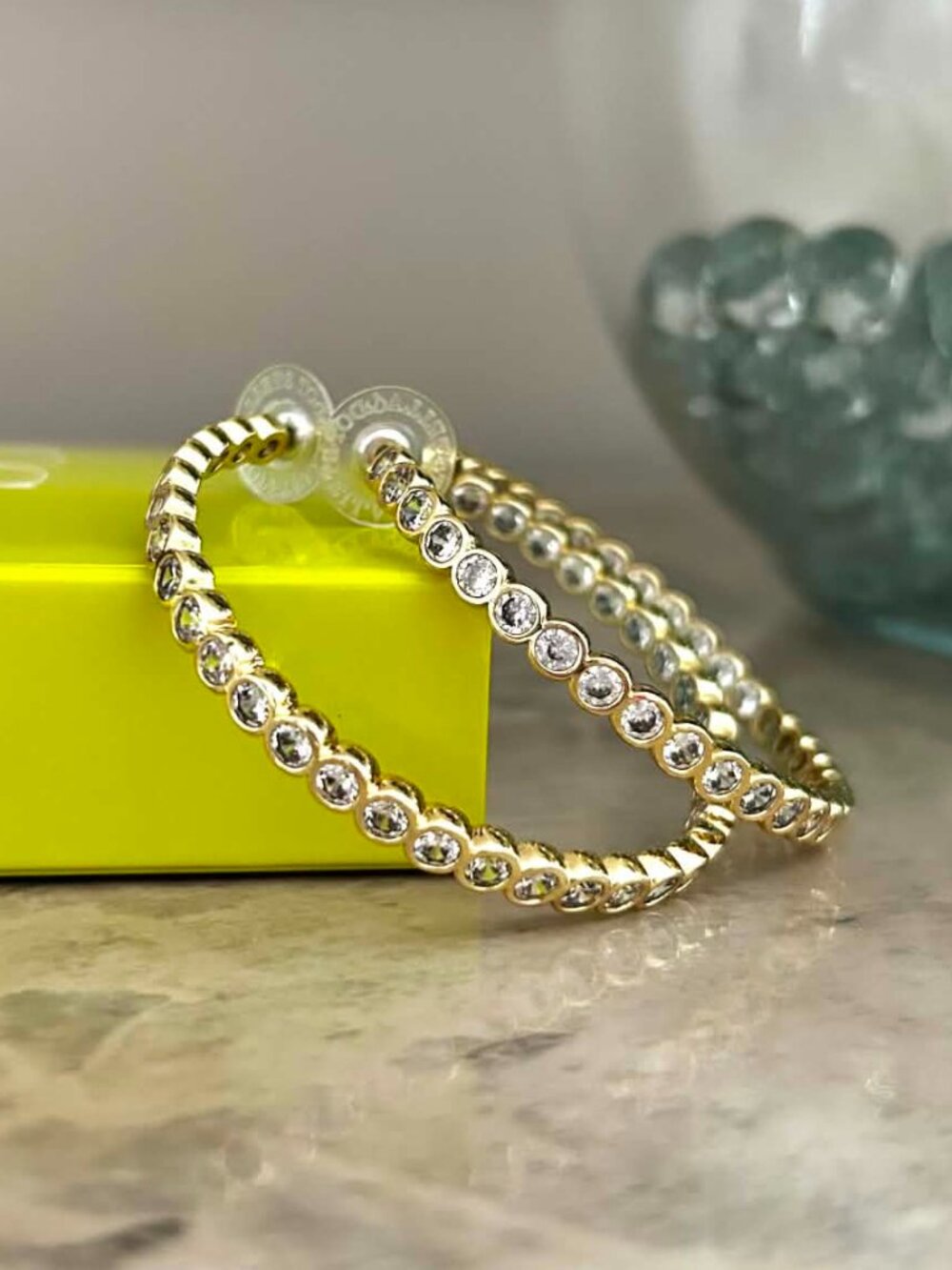 Stella & Dot Bezel Set Essential Hoops in Gold; 1.8"